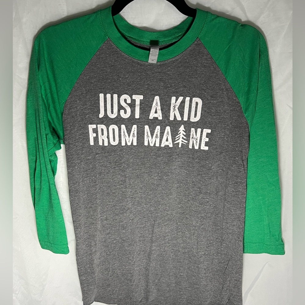 Catalyst for Change 3/4 sleeve baseball tee Just a Kid From Maine Collection